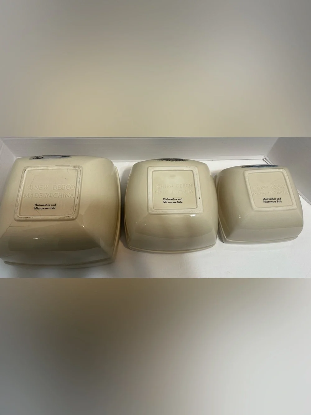 Wildlife Square Nesting Bowls Fish Bear Moose Motif Lot of 3 Animals Debco